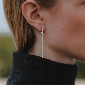Linea Earrings, Sterling Silver Dangle Studs, Long Silver Earrings, Bar Drop Earrings, Bar Earrings, Stick Earrings, Long Bar Earrings, 925