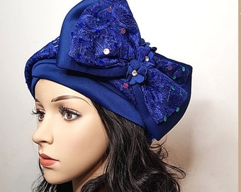 Women Turban auto gele head wear,turban hat,elegant gele hat with side bow