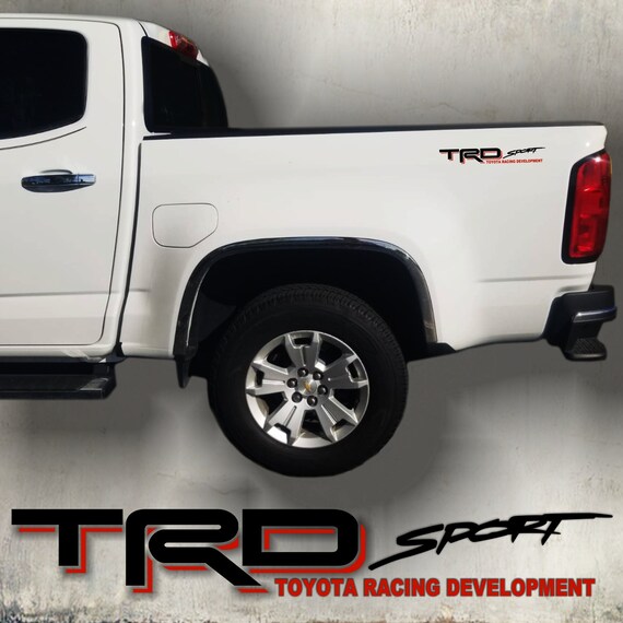 thumbnail image 2 of 2Pcs 3D TRD Sport Red Bed Logo Decal Sticker For Toyota Tacoma Tundra - Black/Red Front Door Nameplate 2 of 5