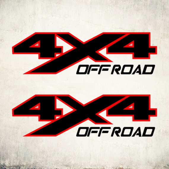 4x4 off road Decal sticker black matte and Red SILVERADO TRUCK CHEVROLET  (set)