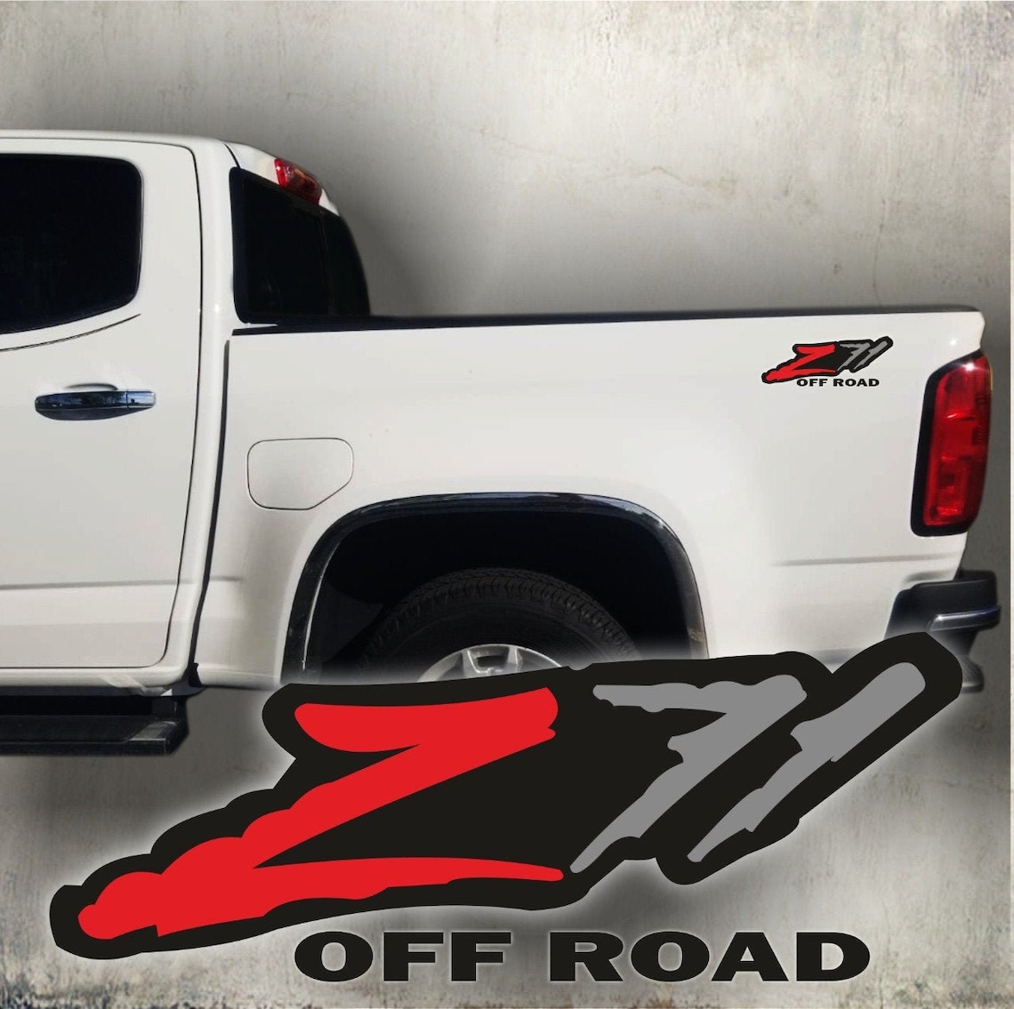 Z71 off Road Decals, Sticker Vinyl Silverado Tahoe GMC SET Red and Gray
