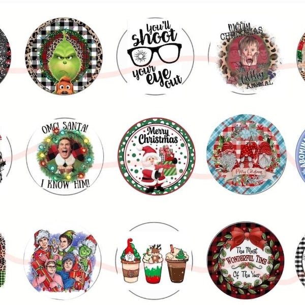 Christmas pre-cut 1" Bottlecap Images