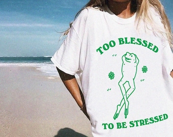 Aesthetic Frog T shirt, Retro Graphic Tee, Mental Health Aesthetic tshirt, Tumblr tshirt, Trendy Oversized, Vsco girl, Carefree Surf tee