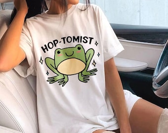 Retro Frog Tshirt, Funny Hop-tomist Froggy Shirt, Cottagecore Frog Tee, Oversized UNISEX T-shirt, Toad Shirt, Frog Lover shirt, Pyjama