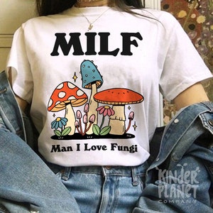 Retro Mushroom Tshirt, Funny MILF Shirt, Cottagecore Mushroom Tee, Oversized UNISEX T-shirt, Toadstool tee, Cute Mom Shirt, Shirt dress bed