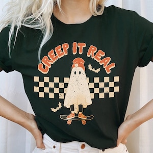 Creep It Real Halloween Tshirt, Funny Quote Halloween ghost t-shirt, Womans crewneck, women graphic tee, Cute halloween costume shirt