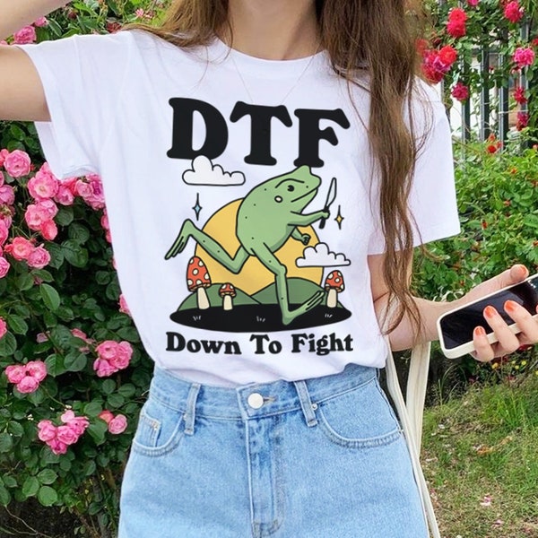 Funny Frog Tshirt, Retro DTF Toad Shirt, Cottagecore Froggy Tee, Oversized Mushroom T-shirt, Offensive Shirt, Grenouille Frog Gifts, UNISEX