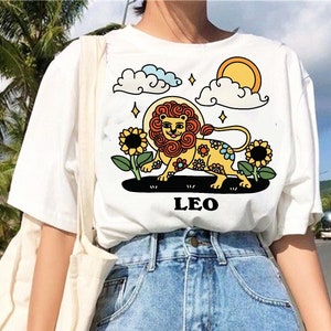 Koszulka zodiakalna Leo, Koszulki ze znakiem zodiaku, Koszulka z nadrukiem znaku Lwa, Koszulka astrologiczna, Koszulka urodzinowa Leo, Prezenty astrologiczne horoskopowe, Koszulka z grafiką retro