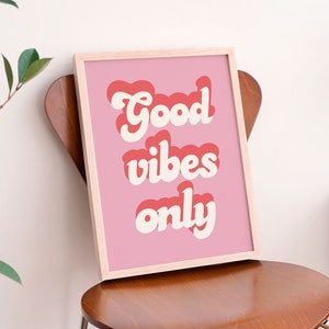 Art Print Quote, Retro Pink Wall Art, Aesthetic Poster, Large Trendy 70s Print, Typography Poster, A4 A3 A2, Girly Pink Room Decor, UNFRAMED