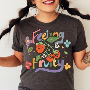 Feeling Fruity Tshirt, LGBQT Shirt, Pride Month T-Shirt, LGBT Tee, Rainbow Shirt, Retro Frog Shirt, Gay Pride Trendy Tshirt, UNISEX Dark Gray Heather