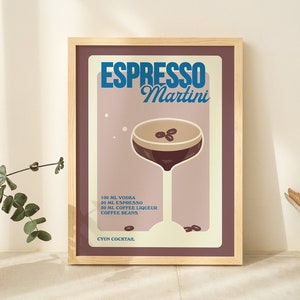 Espresso Martini Cocktail Print, Kitchen Bar Poster, Alcohol Print, Gallery Wall Decor, Cute Espresso Illustration, A2 A3 A4 Print, UNFRAMED