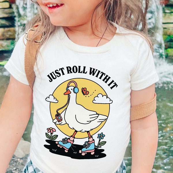Cute Goose Kids Tshirt, Positive Quote Baby Tee, Trendy Youth T-shirt, Retro Cottagecore Childrens Crewneck Shirt, Back to School Shirts