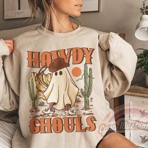 Halloween Ghouls Sweatshirt, Women's Halloween Crewneck, Retro Fall Sweatshirt, Halloween Costume party, oversized trick OR treat Sweater
