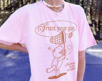 Aesthetic Summer T shirt, Retro Graphic Tee, Trust your gut Selfcare tshirt, Tumblr tshirt, Trendy Oversized, Vsco girl, Summer Surf tee