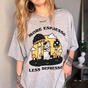 Retro Cat Coffee Tshirt, More Espresso T-shirt, Vintage Style Graphic Tee, Oversized Trendy Tshirt, Cat Lover tee, Funny Quote Tee, Unisex