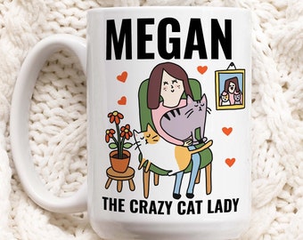 CUSTOM Cat Mama Mug, Crazy Cat Lady Mug, Peronalized Baby Kitty Cat Coffee Mug, Positive Quote, Retro Cottagecore Mug, Cute Novelty Gift