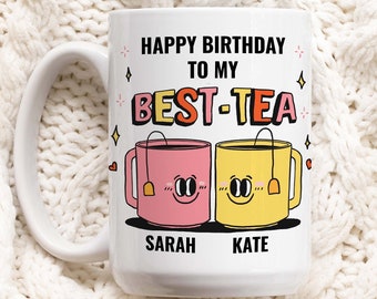 Mug meilleur ami d'anniversaire personnalisé, tasse en céramique Bestie personnalisée, tasse meilleure amitié, amis pour toujours, cadeau d'anniversaire, cadeau de Noël