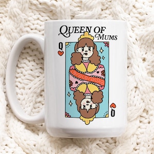 Queen of Mums Mug, Quirky Mothers Day Gift, Gift from Daughter, Mama Mug, Retro Mother Mug, Mom Mug Gift, Birthday Gift, Cute Mug