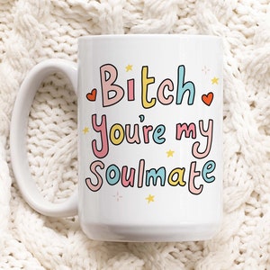 My Bestie Soulmate Mug, My Sidekick, My Happy Place, My Partner In Crime, My Soul Sister, Funny Birthday Gift, I love you Mug, Anniversary