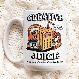 Retro Creative Juice Coffee Mug, Groovy Colorful Mug, Coffee Lover Gift Idea, 80s Retro Quote, Artist Gift Mug, Aesthetic Ceramic Cup