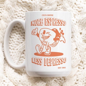 Retro kaffemugg, mer espressomugg, kaffekonstmugg, presentidé för kaffeälskare, rolig retrocitat, kontorspresentmugg, estetisk keramisk kopp