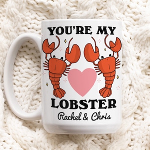 Spersonalizowany kubek z homarem, kubek z cytatem „Youre my Lobster”, spersonalizowany kubek ślubny dla par, zakochane homary, słodki pomysł na prezent na rocznicę walentynek