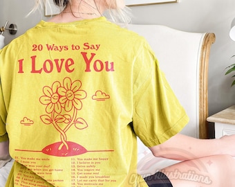 Ich liebe dich Tshirt, trendige Frau T-Shirt, positive psychische Gesundheit Shirt, Retro ästhetische T-Shirt, übergroße Grafik Top, ich liebe dich sag es zurück