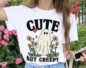 Cute but Creepy Ghost Tshirt, Retro Halloween Tee, Boo Halloween Spooky Shirts, Creepy Halloween Tee, Funny Halloween Gift Tee, UNISEX
