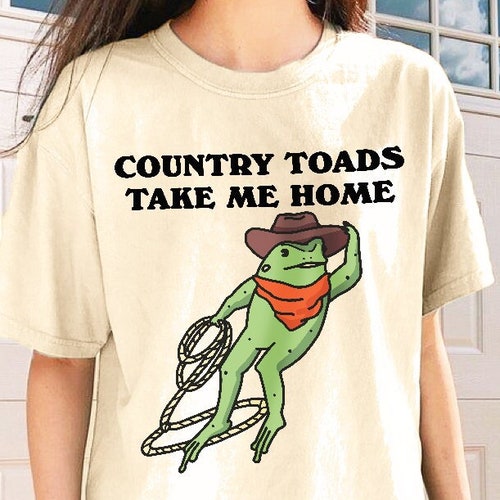 Cowboy Frog Tshirt Funny Western Froggy Shirt Cottagecore Etsy