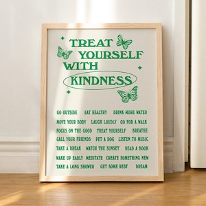 Affirmations Wall Print, Positive Affirmations, Digital Download Print, Retro Wall Decor, Downloadable Prints, Instant Download Art, Green