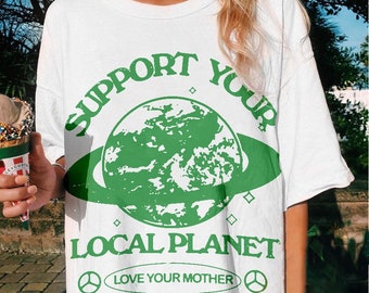 Aesthetic Summer T shirt, Retro Graphic Tee, Local Planet Aesthetic tshirt, Tumblr tshirt, Trendy Oversized, Vsco girl, Summer Surf tee