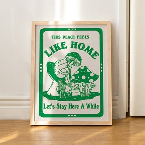 Spruch Wandbild, digitaler Download Druck, Retro Wanddekor, Pilz Poster, Baby Poster, herunterladbare Drucke, Oldschool Kunst, Smaragdgrün