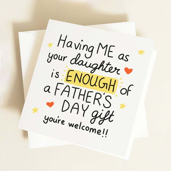 Lustige Geburtstagskarte Für Papa & Mama – „Being Your Daughter Is Enough Of A Gift“ | Mit Aufklebern