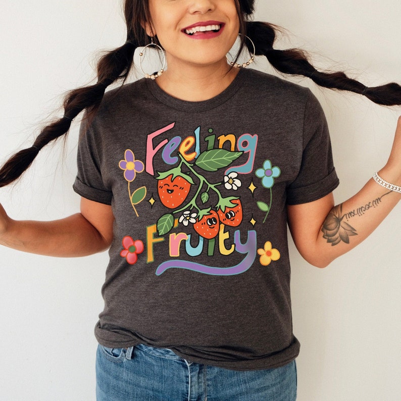 Feeling Fruity Tshirt, LGBQT Shirt, Pride Month T-Shirt, LGBT Tee, Rainbow Shirt, Retro Frog Shirt, Gay Pride Trendy Tshirt, UNISEX Dark Gray Heather