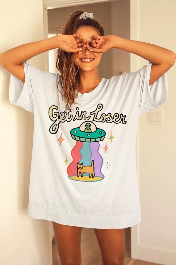 Funny UFO Shirt Retro Alien Cat Graphic Shirt Get in Loser UFO Alien Tshirt Graphic Slogan Tee Colorful Space Shirt Science Geek UNISEX Etsy Canada