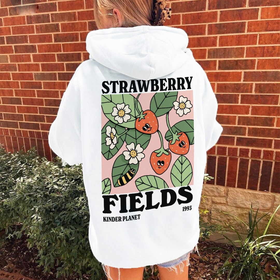 Women's Kawaii Strawberry Cow Hoodie - Cute Graphic Fuzzy Pullover Sweatshirt, Blue, Size XXL (US L) - View #8