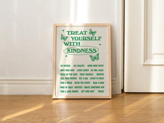 Impression murale Affirmations, Affiche positive self care, Tendance 70s, A3 A4 A2 Retro Wall Decor, Affiche esthétique, Vert, Orange, Rose, UNFRAMED