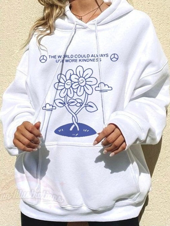 Be Kind Oversize Hoodie Black Aesthetic Sweatshirt Trendy Hoodie Tiktok VSCO Pinterest Graphic Hoody Words on Back Positive Saying Etsy