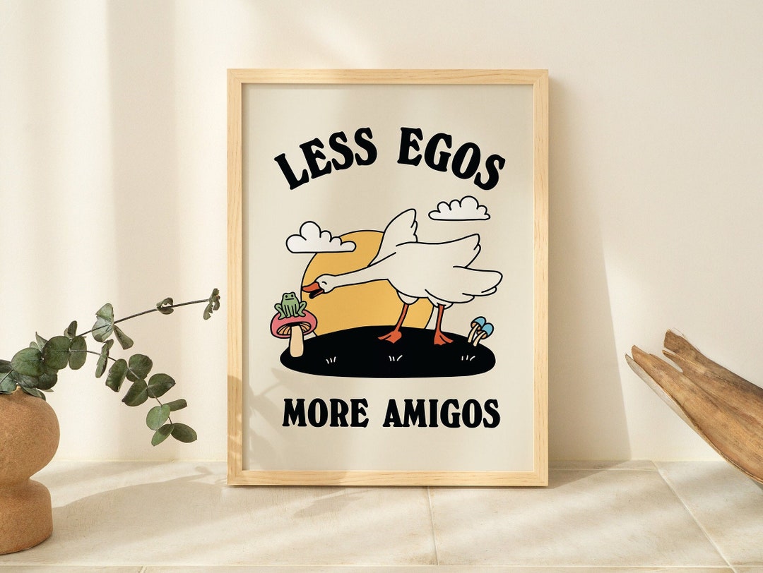 Retro Goose Wall Print, Friendship Quote, Cute Kids Illustration