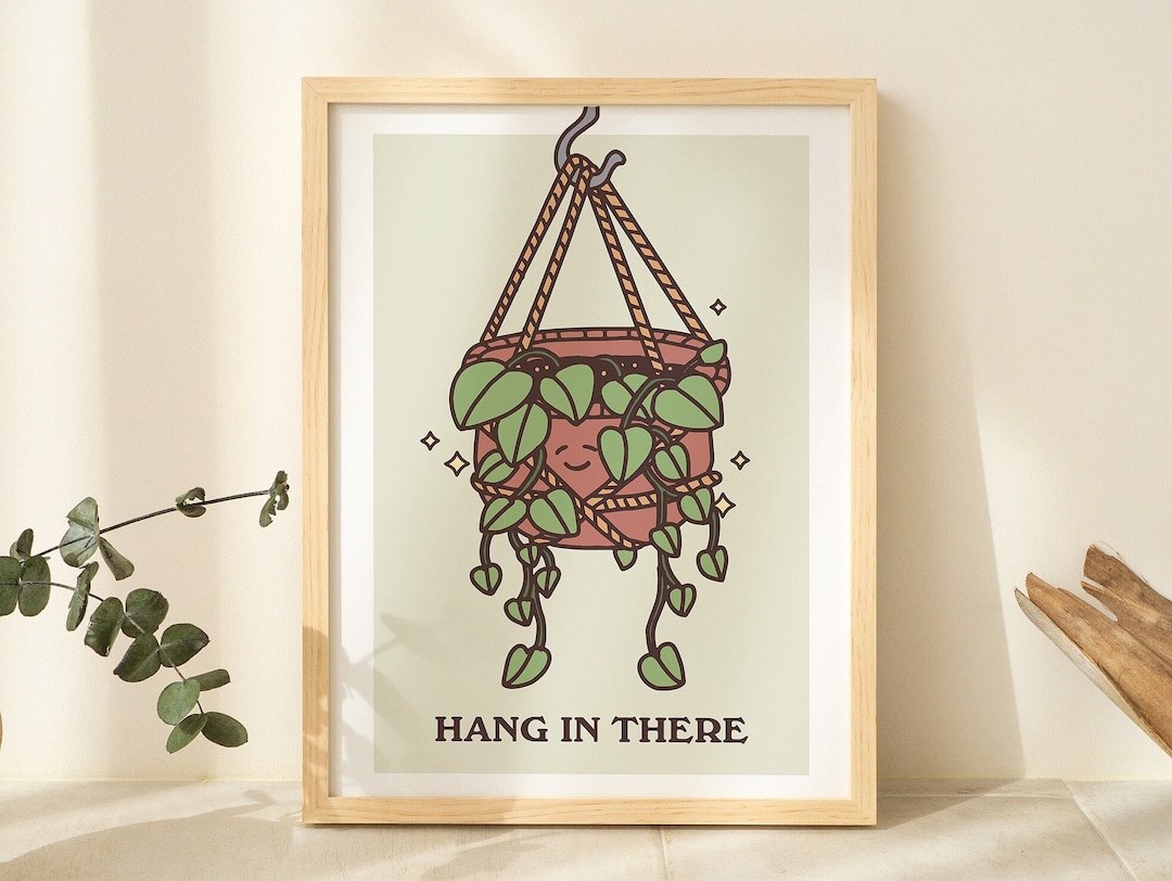 Green Plant Poster, Cute Quote Wall Art Print, Botanical Wall Art, Hang