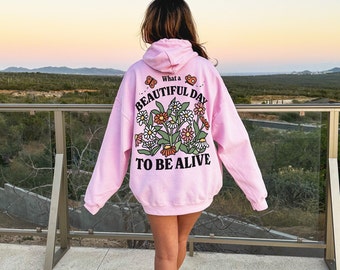 Retro Flowers Hoodie, Oversized Hooded Sweatshirt, Trendy