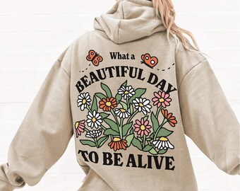 Retro Flowers Hoodie, Oversized Hooded Sweatshirt, Trendy Colorful