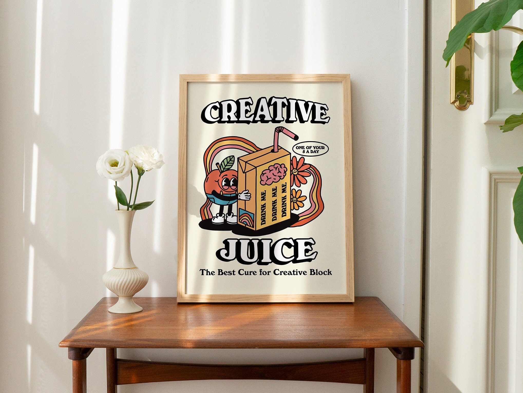 SET OF 2 Groovy Juice Retro Wall Prints Positive Quotes Etsy