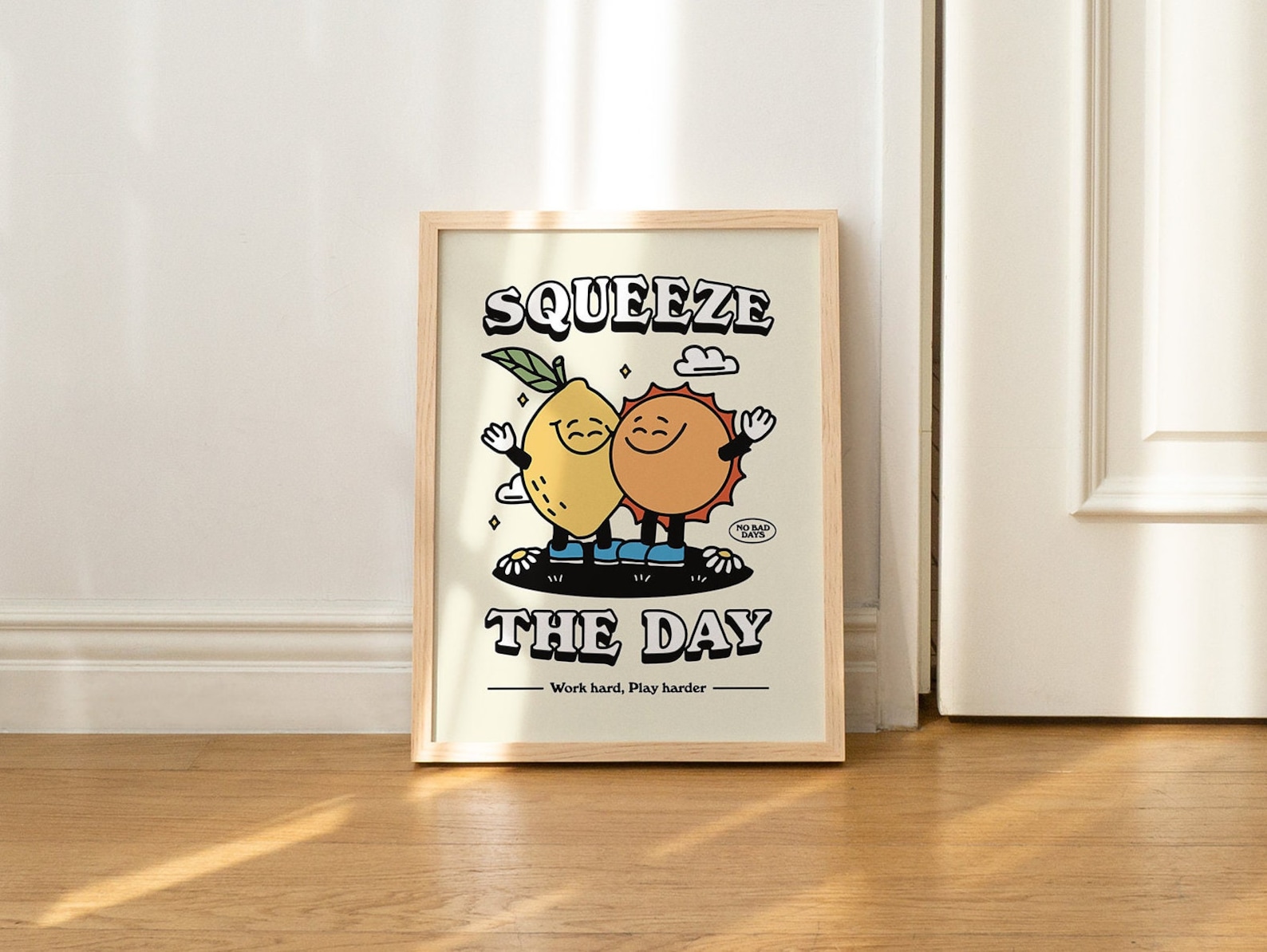 Cute Retro Poster Squeeze the Day Print Retro Positivity Etsy