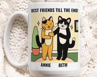 Custom Cats Best Friend Mug, Bestie Ceramic Cup Personalized, Best Friend Friendship mug, Friends Mug, Birthday present, Christmas Gift