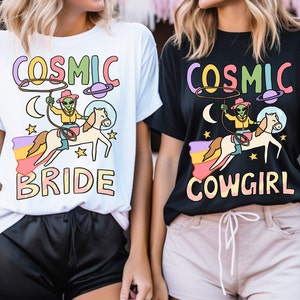 Cosmic Bachelorette Shirts, Country Bachelorette Party Shirts, Cowgirl Nashville Shirt, Alien UFO Wedding Party Shirt, Retro, Funny Bach Tee