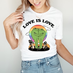 Love is Love Shirt, LGBQT Shirt, Pride Month Shirt, LGBT Shirt, Rainbow Shirt, Retro Frog Shirt, Gay Pride Trendy Tshirt, UNISEX