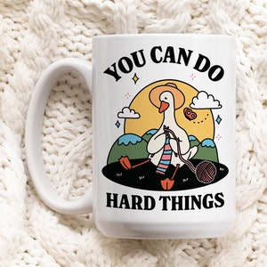 Cute Goose Cottagecore Coffee Mug, Positive Quote, Retro Teacher Cup, Hippie Office Gift Idea, Cottagecore Kitty Mug, Cute Novelty Gift