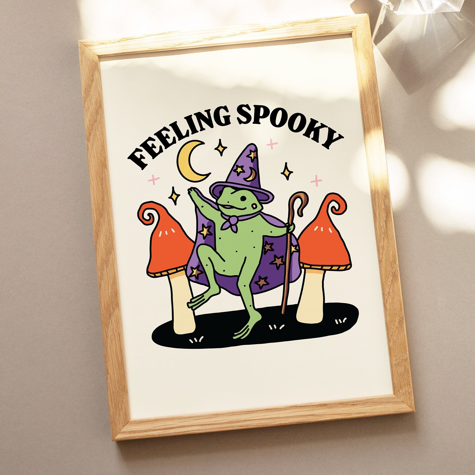 Wizard Frog Halloween Print, Spooky Indoor Decoration, Scary Mushroom ...