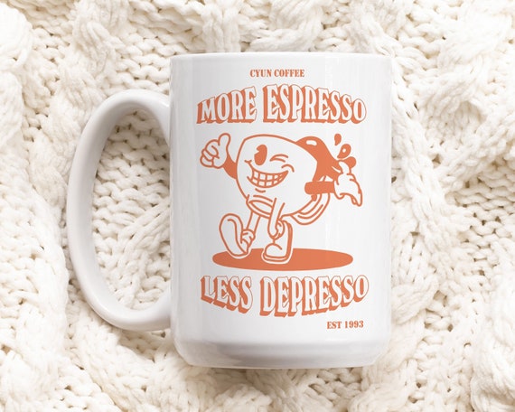 Retro Coffee Mug, More Espresso Mug, Coffee Art Mug, Coffee Lover Gift  Idea, Funny Retro Quote, Office Gift Mug, Aesthetic Ceramic Cup 